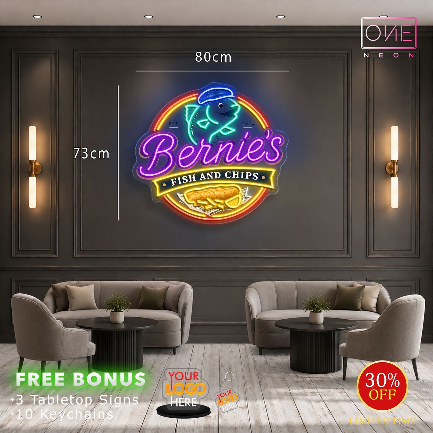 2 Bernie's + 1 KIPPAX | LED Neon Sign (3 signs)