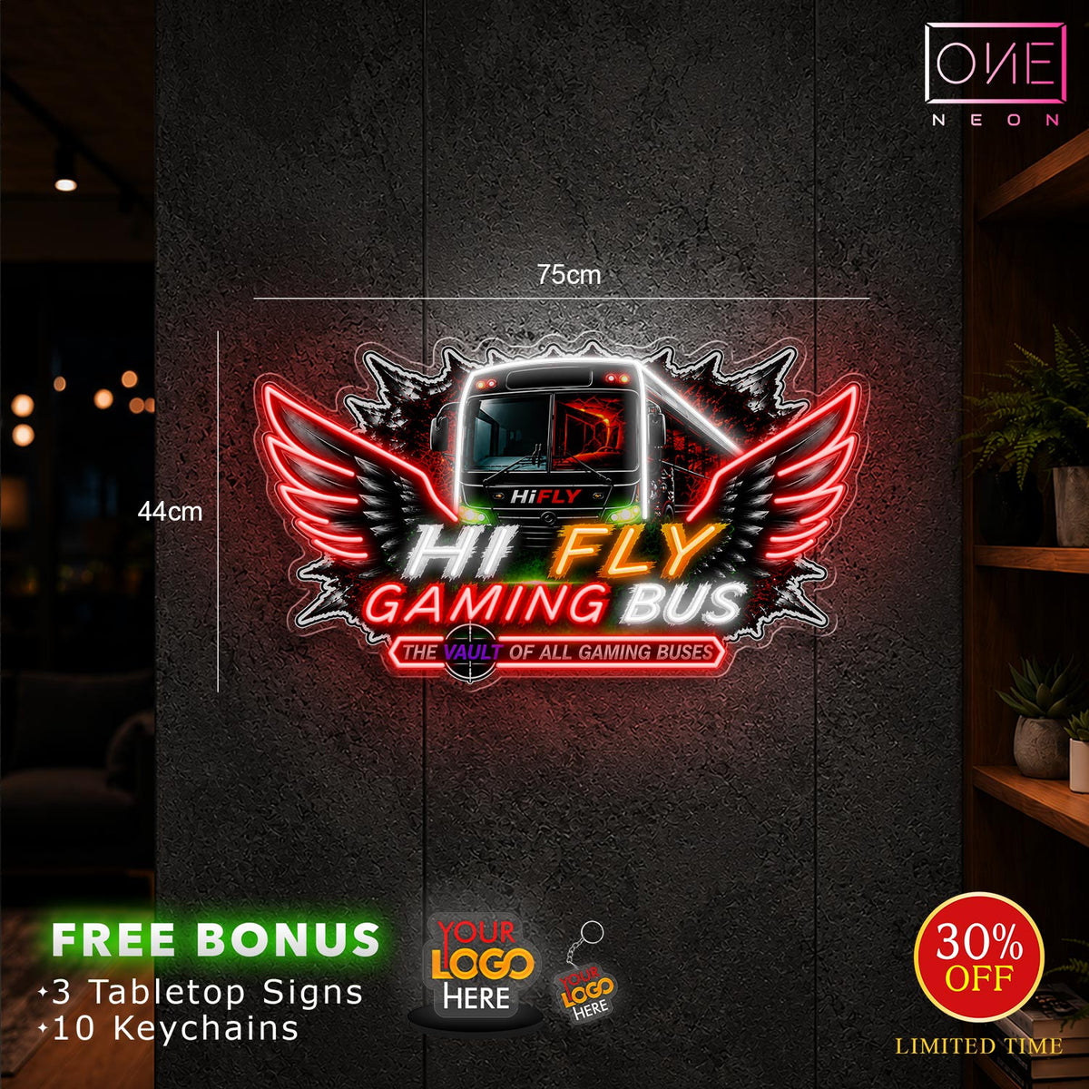 Hi Fly gaming bus | LED Neon Sign