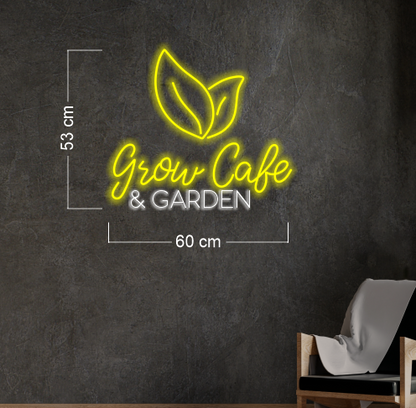 Grow cafe & Garden+ Open sign (2 signs)| LED Neon Sign