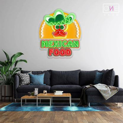 Panneau néon à LED représentant une œuvre d'art culinaire mexicaine 