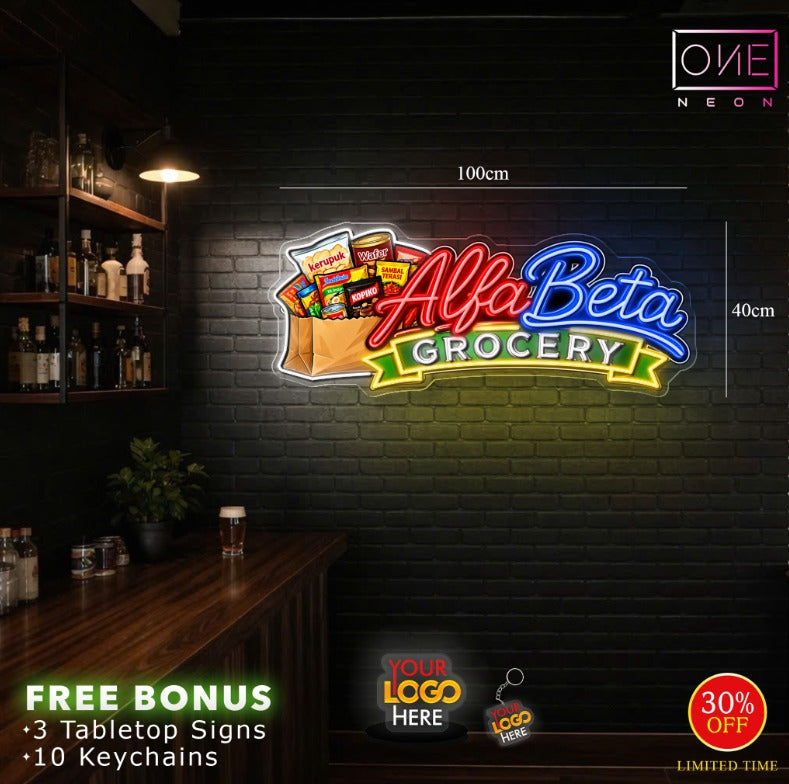 GG logo & Alfa Beta Grocery & Alfa Indo Grocery | LED Neon Sign (3 signs)