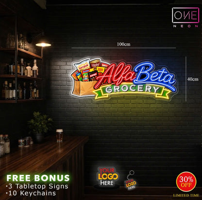 GG logo & Alfa Beta Grocery & Alfa Indo Grocery | LED Neon Sign (3 signs)