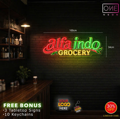 GG logo & Alfa Beta Grocery & Alfa Indo Grocery | LED Neon Sign (3 signs)