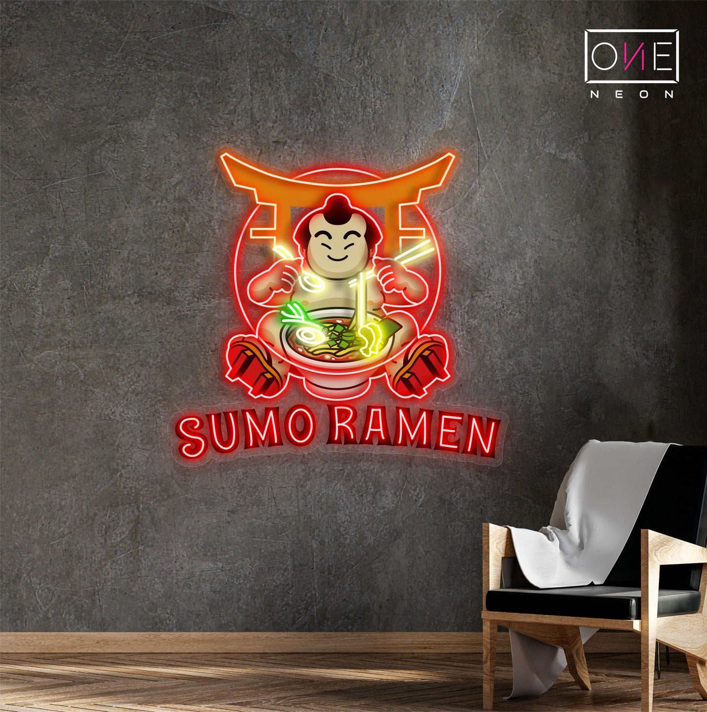 Panneau néon à LED Sumo Ramen Artwork 