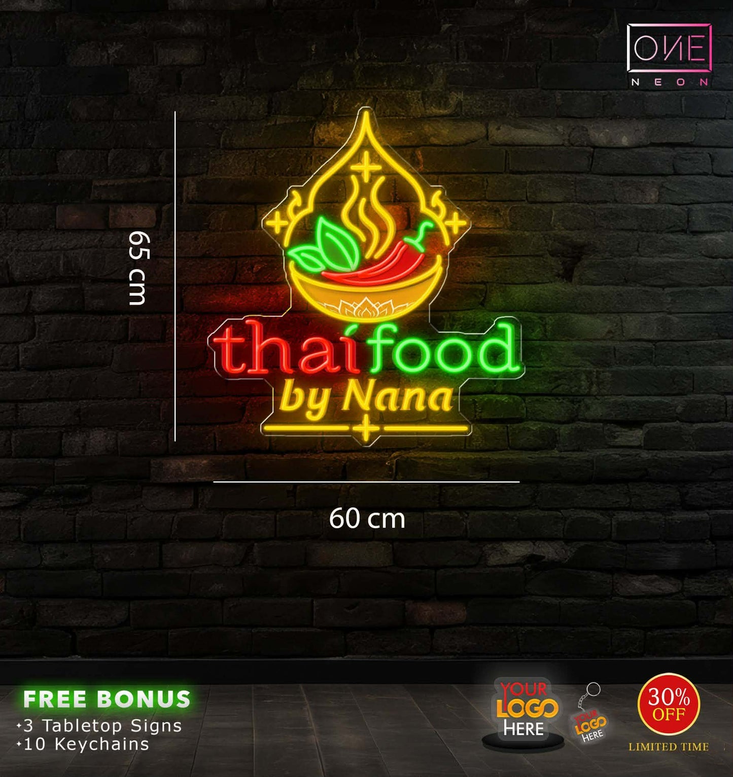 Thai food + open| LED Neon Sign (2 signs)
