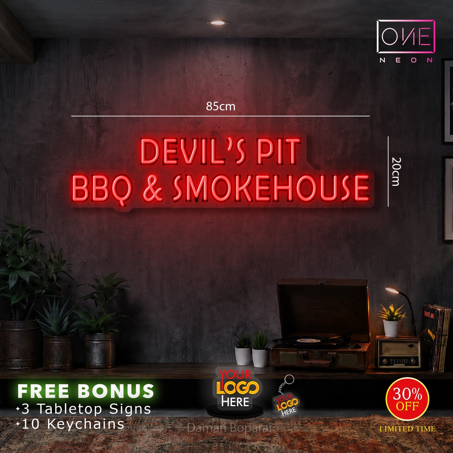 DEVIL'S PIT + BBQ | LED Neon Sign (3 signs)