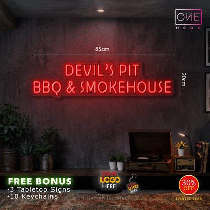 DEVIL'S PIT + BBQ | LED Neon Sign (3 signs)