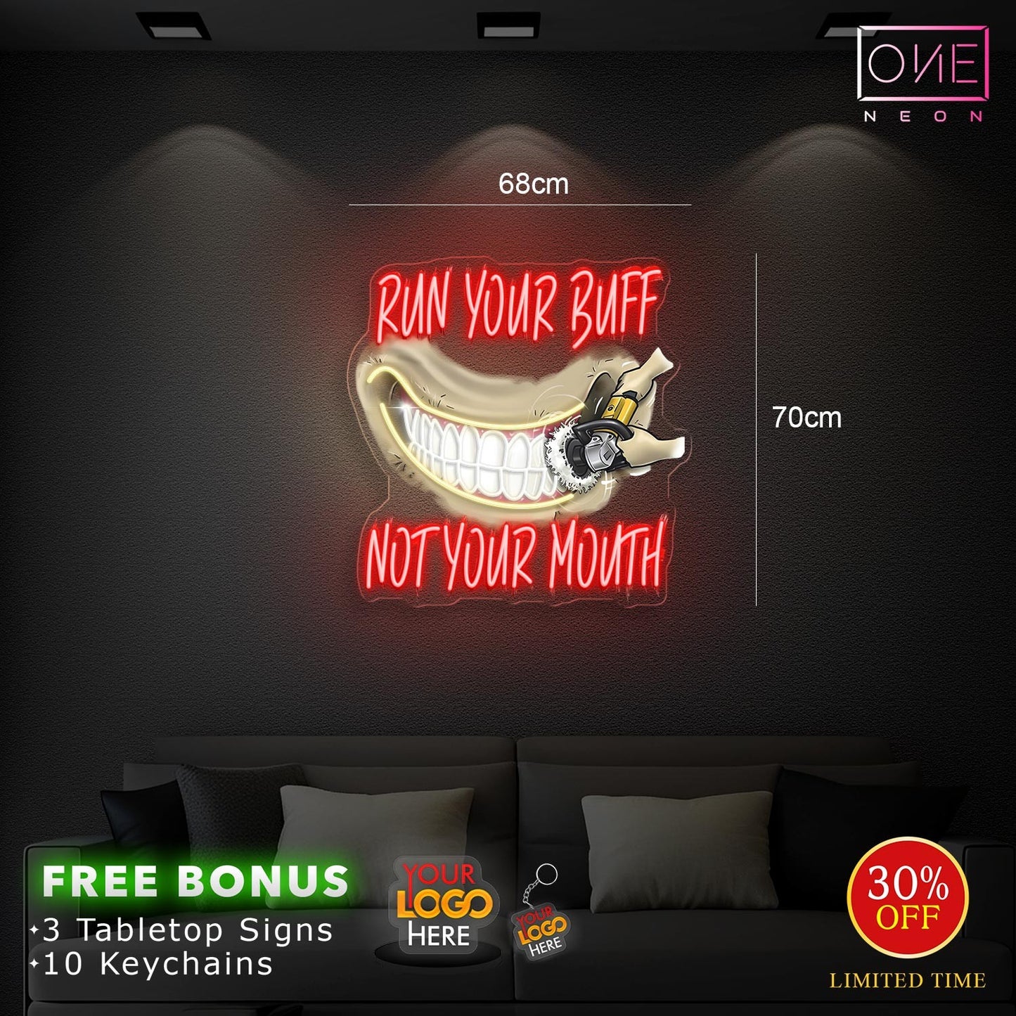 Run your buff not your mouth + SCP logo ( 2 signs) | LED Neon Sign