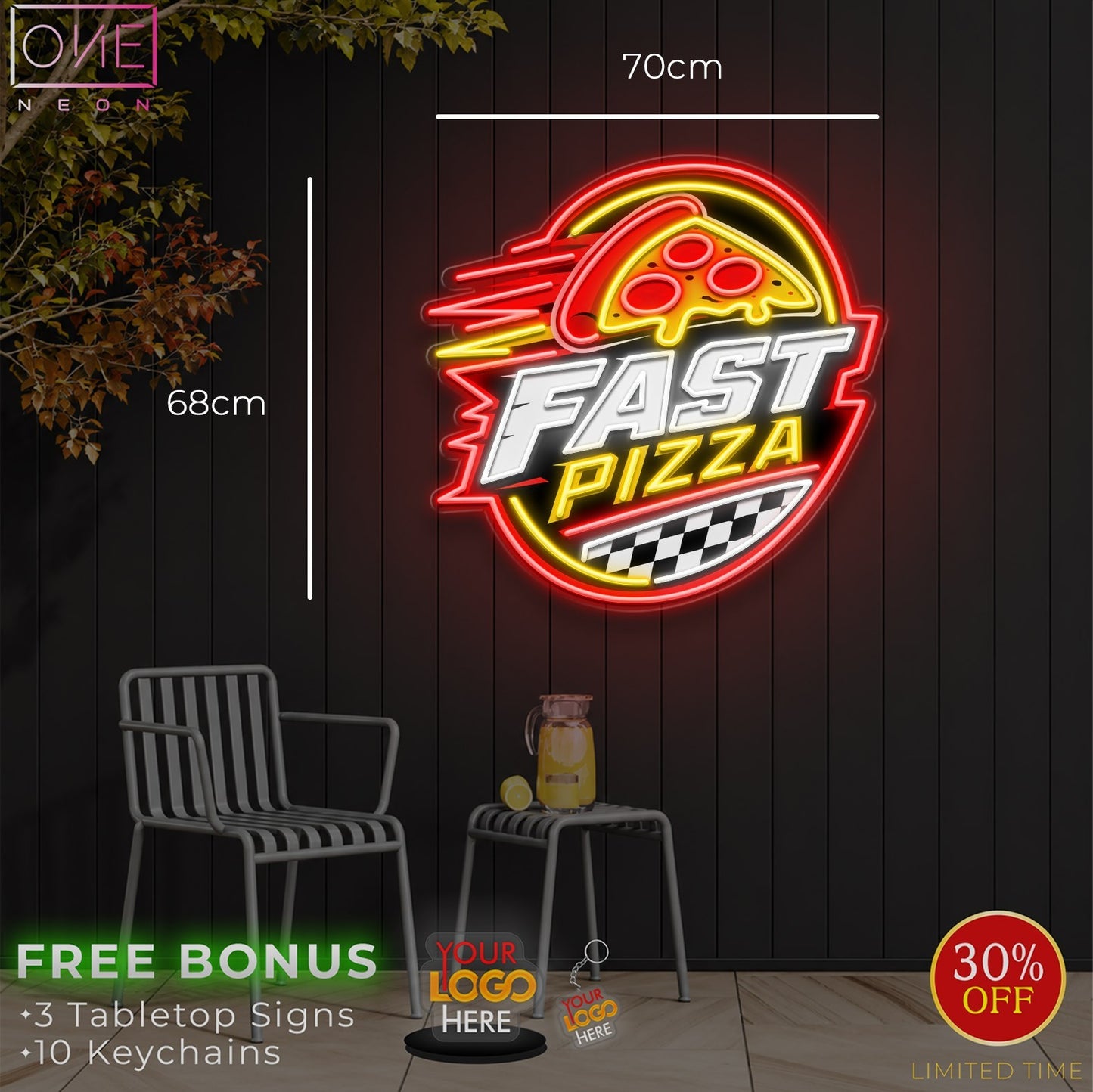 Fast pizza logo | LED Neon Sign