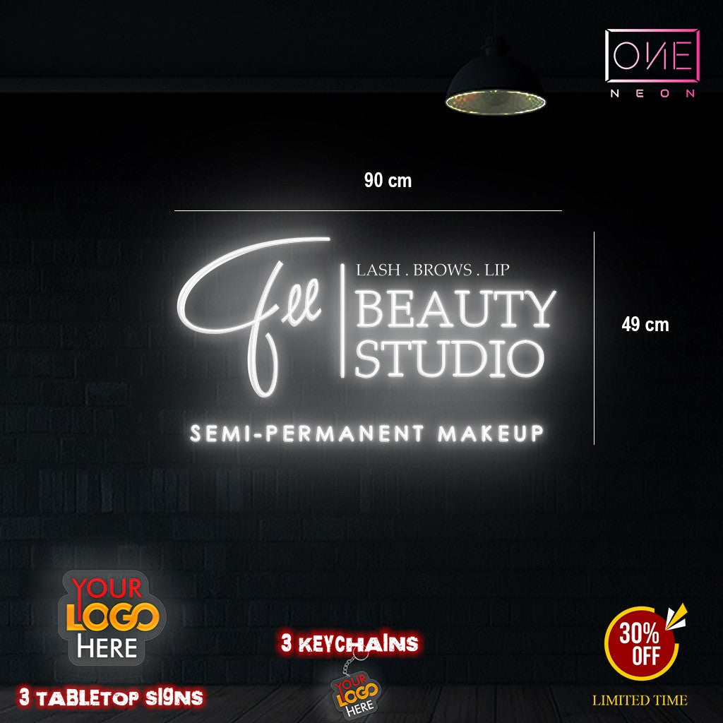 BEAUTY STUDIO | LED Neon Sign (Black backing + waterproof option)