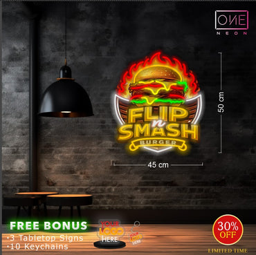 sugarcane juice  & flip n smash burger  | LED Neon Sign