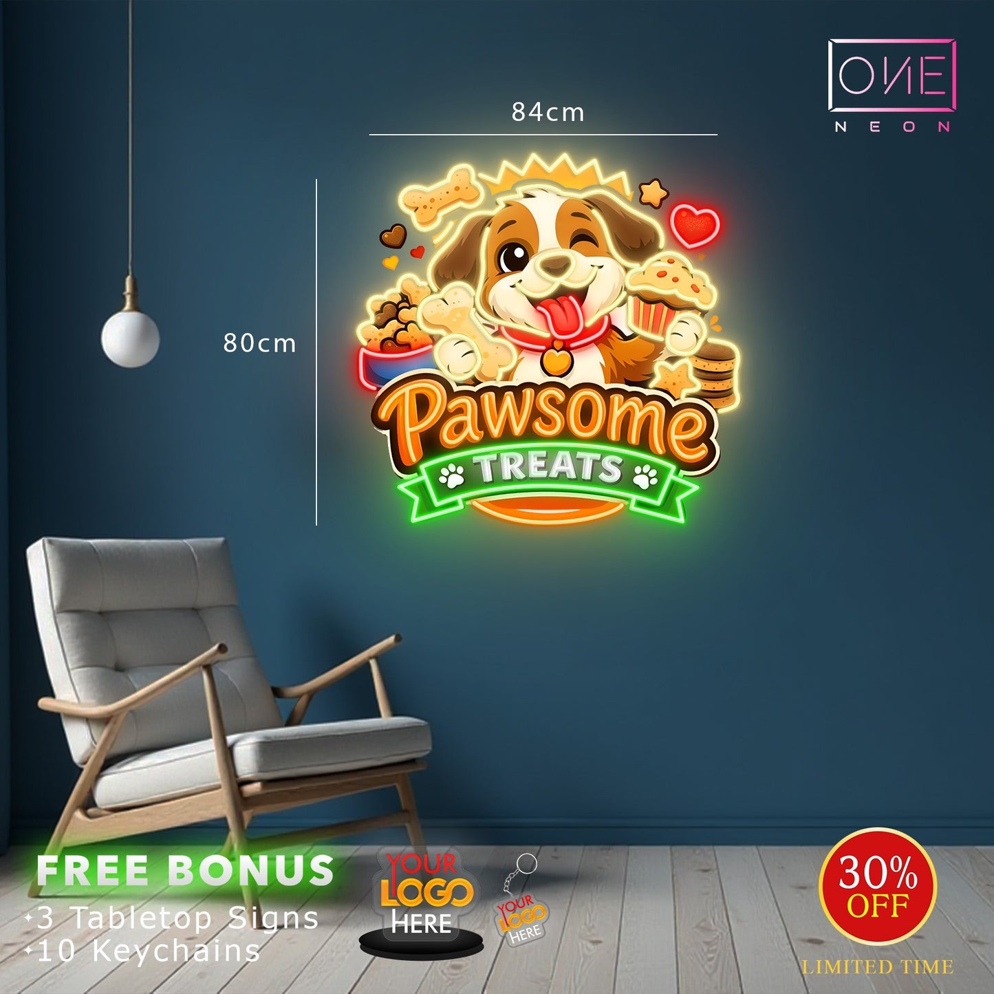 LET'S PARTY & PAWSOME & DOG TREATS | LED Neon Sign (3 signs)