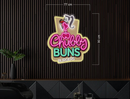 Chubby BUNS BURGERS | LED Neon Sign (2 waterproof signs)