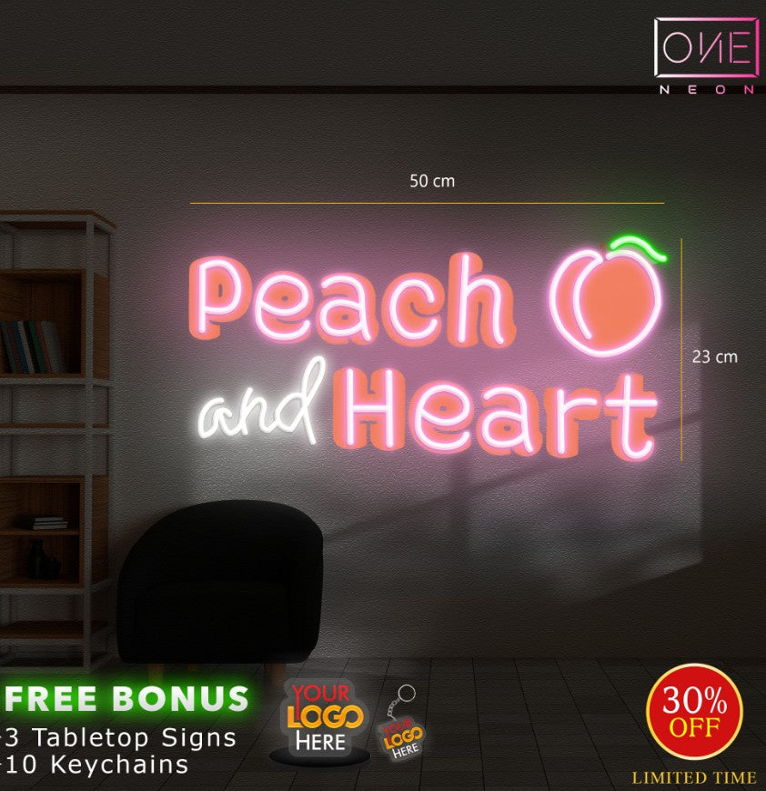 Peach And Heart | LED Neon Sign