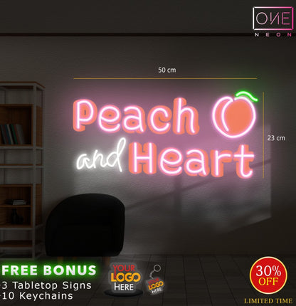 Peach And Heart | LED Neon Sign