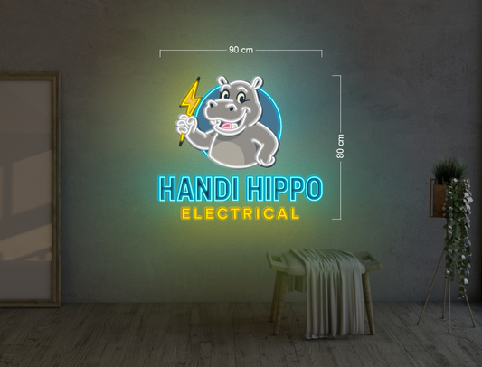 HANDI HIPPO | LED Neon Sign (waterproof option)