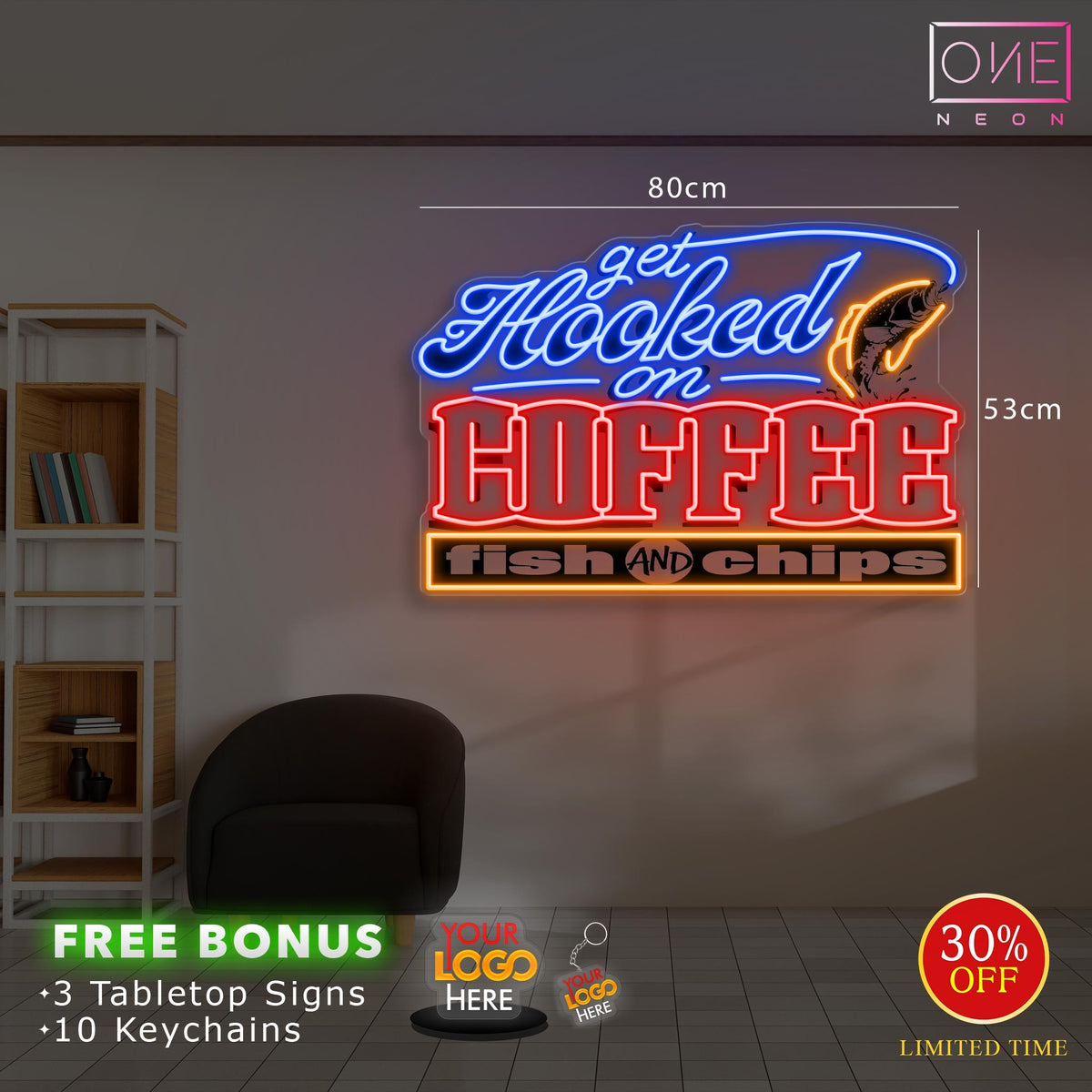 Get Hooked On Coffee | LED Neon Sign (waterproof)