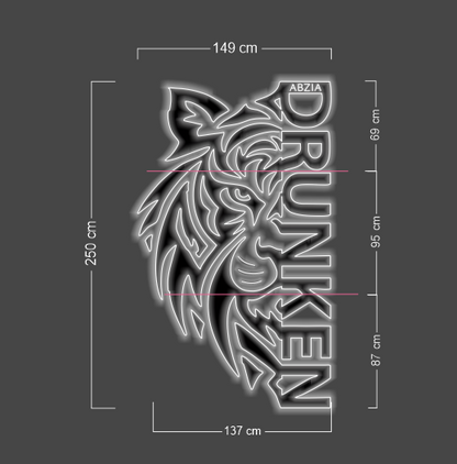 Drunken logo+ high on nature (RGB colors) ( 3 signs) | LED Neon Sign