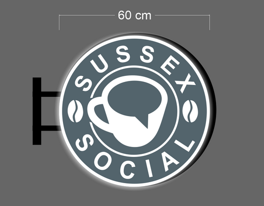 SUSSEX SOCIAL | LED Neon Sign + light box (2 signs)