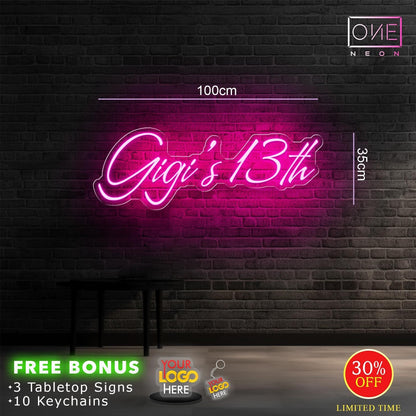Gigi's 13th + The party starts here | LED Neon Sign (muticolor 2 signs)