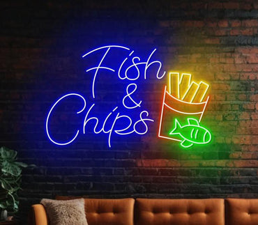 Fish & chips + Coffee (2 signs)| LED Neon Sign