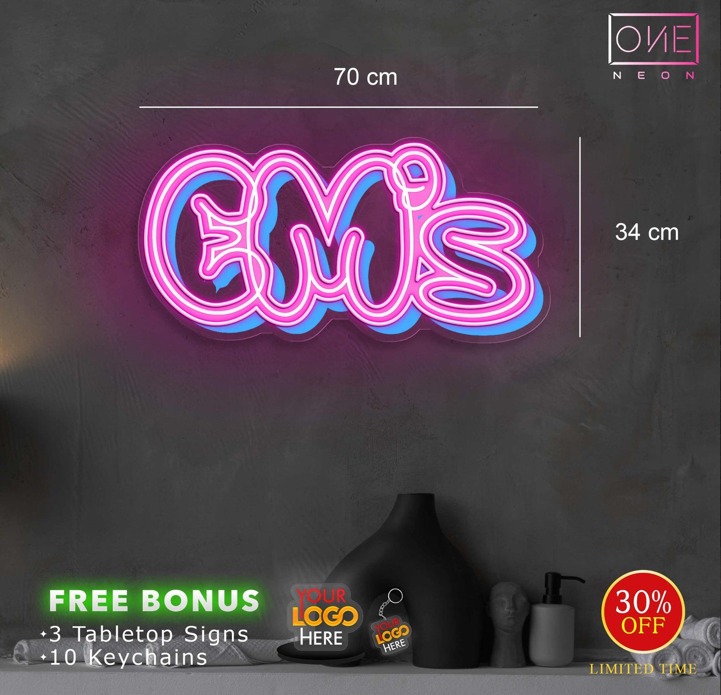 EM's logo | LED Neon Sign