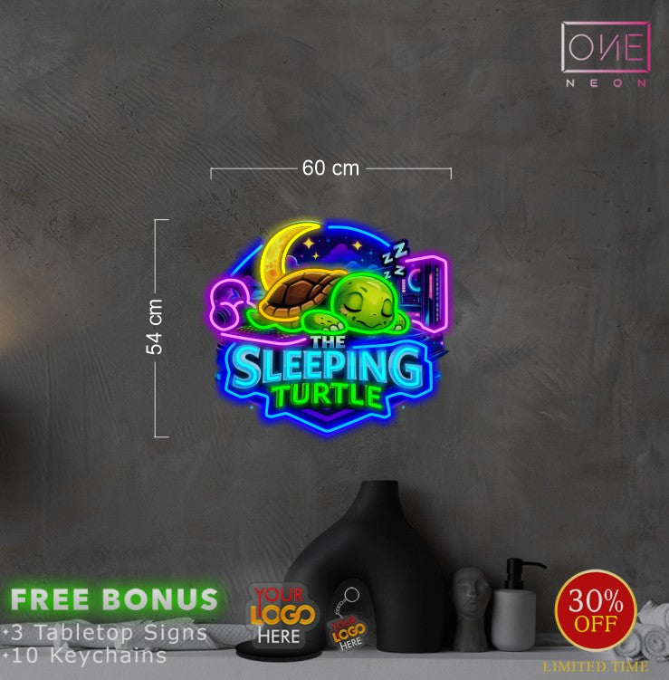 The fencing contractor+ The sleeping turtle ( 2 signs) | LED Neon Sign