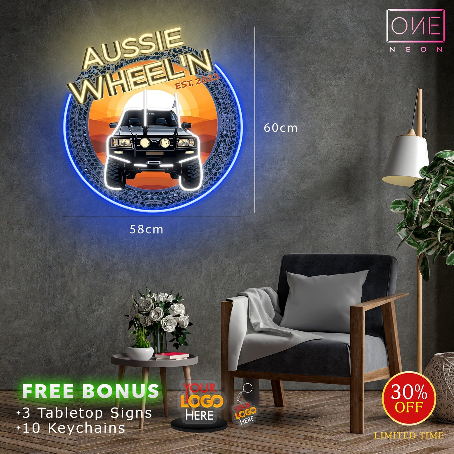 AUSSIE WHEEL'N | LED Neon Sign