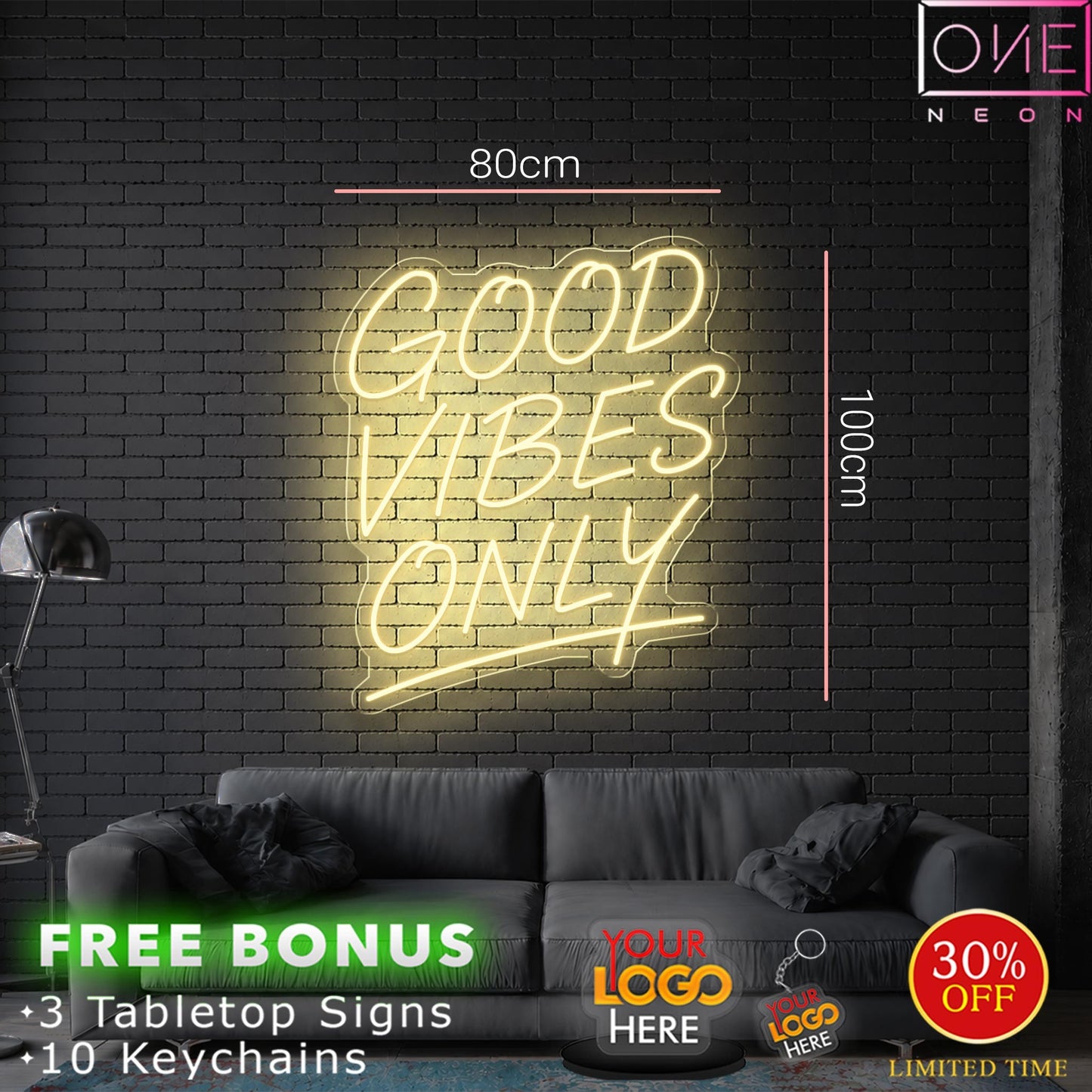 WOODFIRED PIZZERIA + Good Vibes Only | LED Neon Sign (indoor + outdoor use)