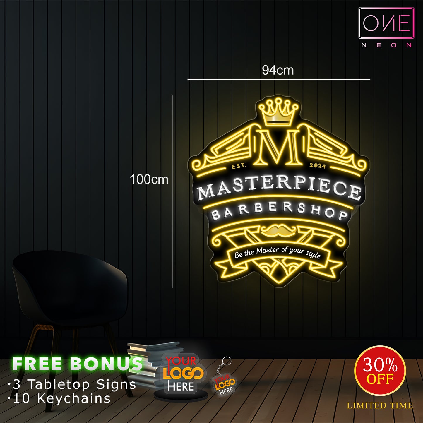 Masterpiece barbershop ( 3 signs) | LED Neon Sign