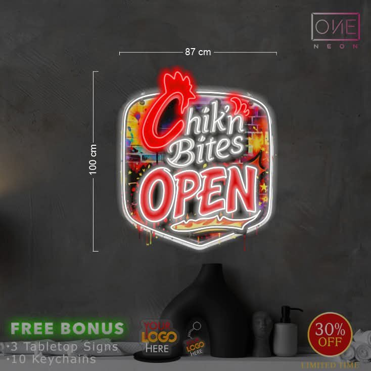 CHIK'N BITES OPEN | LED Neon Sign