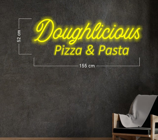 Doughlicious Pizza & Pasta & Pizza Slice Artwork (2 Sign) | LED Neon Sign