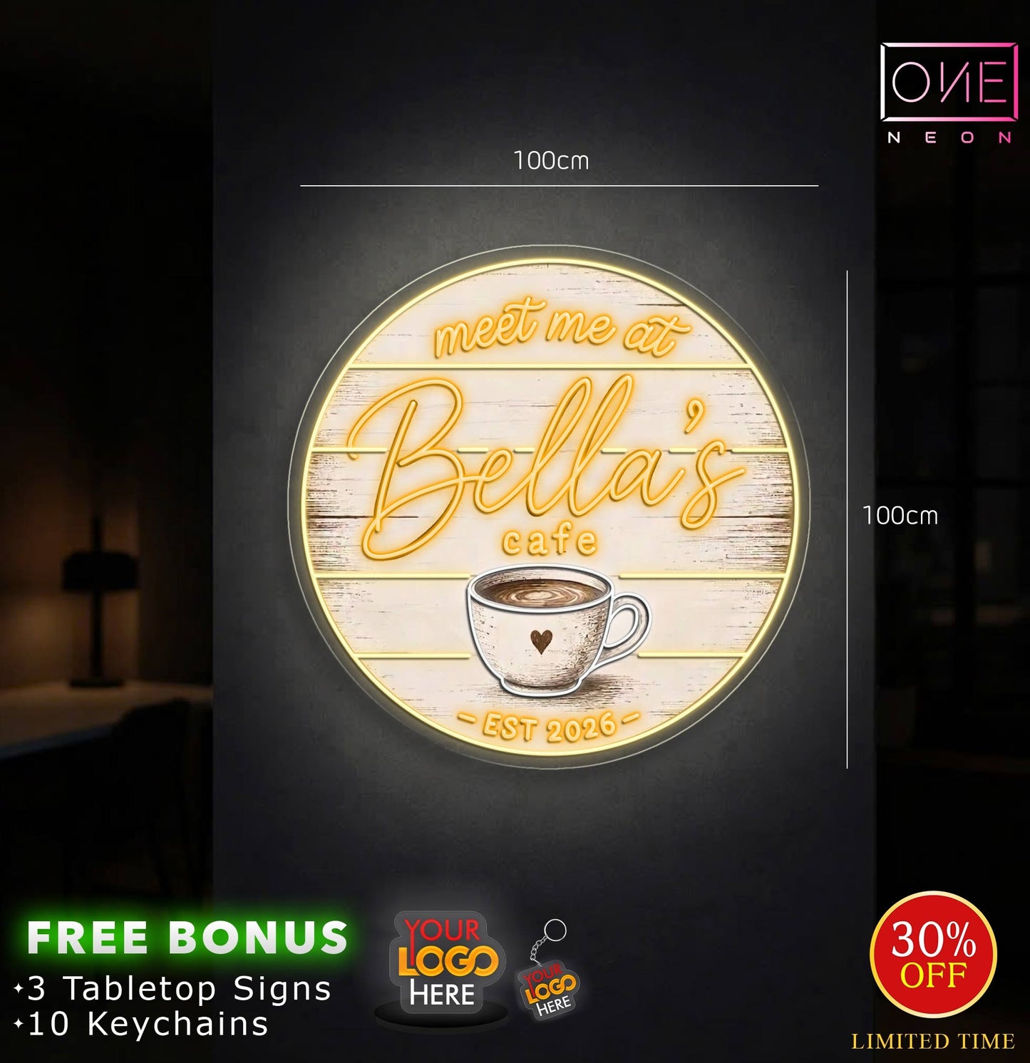 Meet me at Bella's cafe | LED Neon Sign