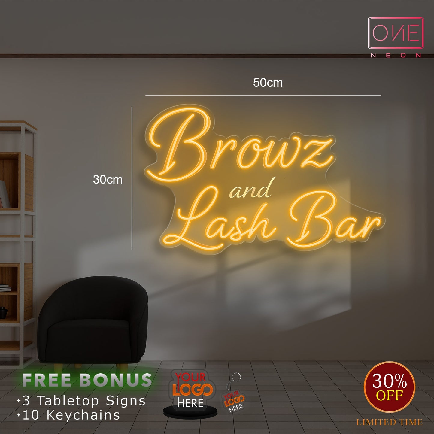 Browz and Lash Bar | LED Neon Sign ( 2 signs)