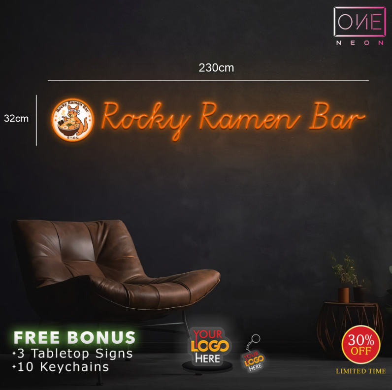 ROCKY RAMEN BAR | LED Neon Sign (waterproof + stand)