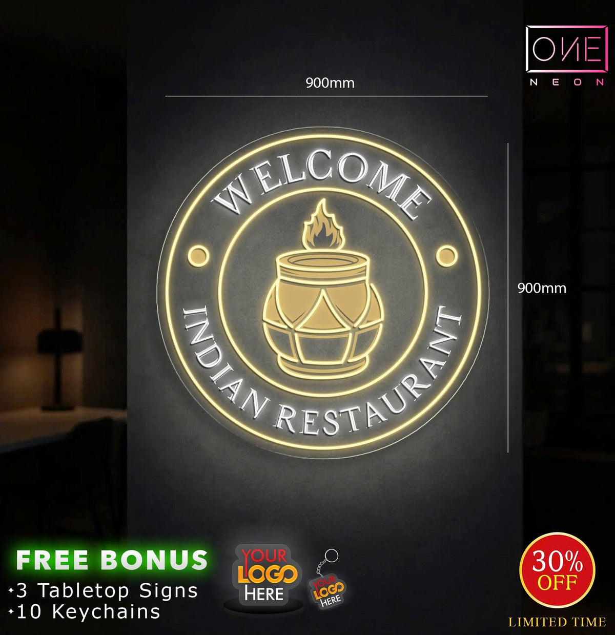 Welcome Indian Restaurant | LED Neon Sign