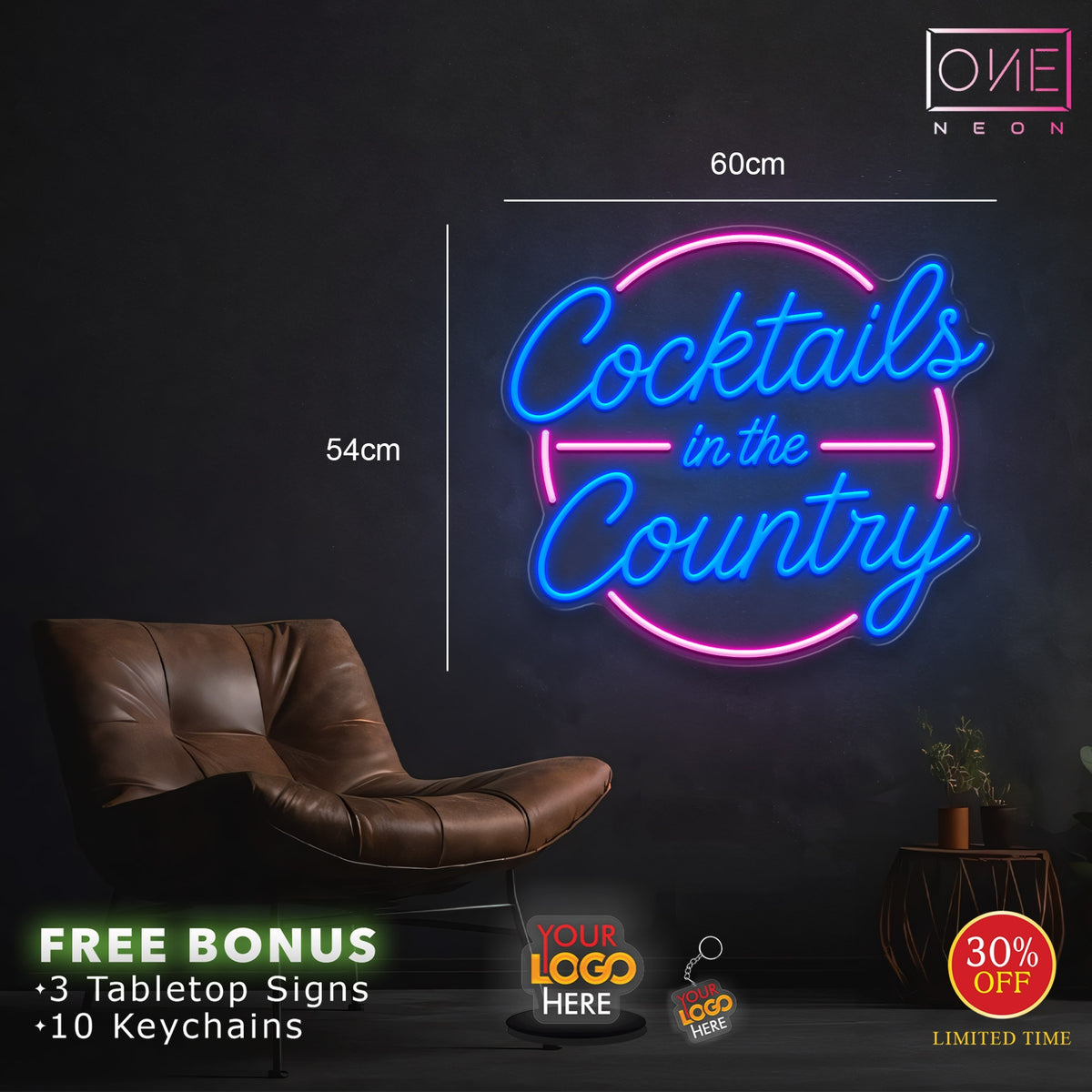 Cocktails in the Country | LED Neon Sign