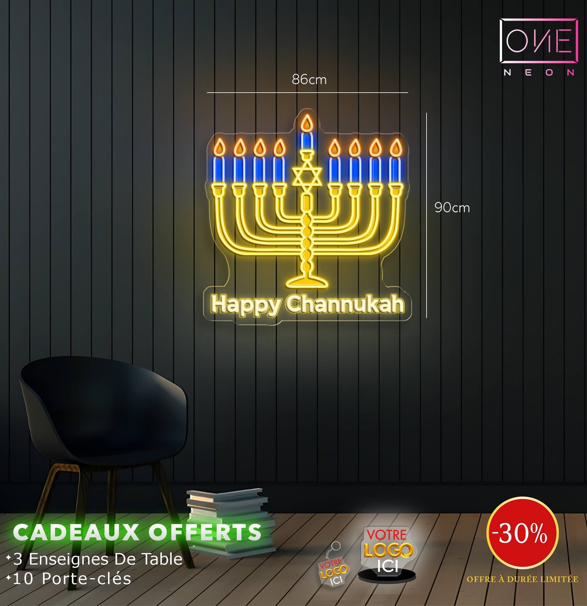 Happy Channukah | LED Neon Sign (waterproof)