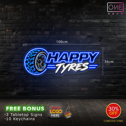 Happy tyres | LED Neon Sign