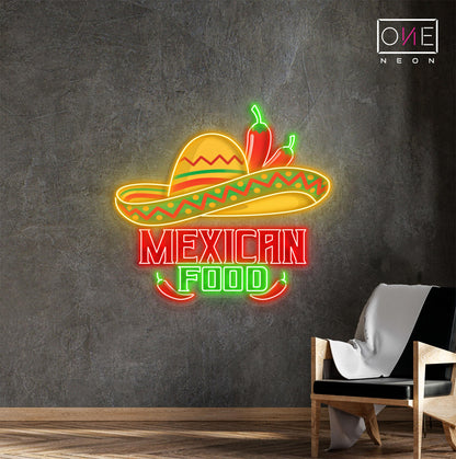 Panneau néon à LED représentant une œuvre d'art culinaire mexicaine 