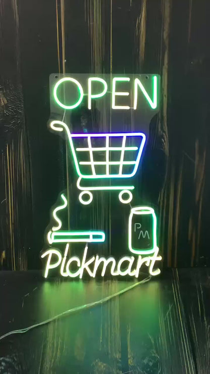 OPEN pickmart | LED Neon Sign (RGB colour)