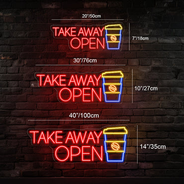Take Away Coffee - Open Led Neon Sign