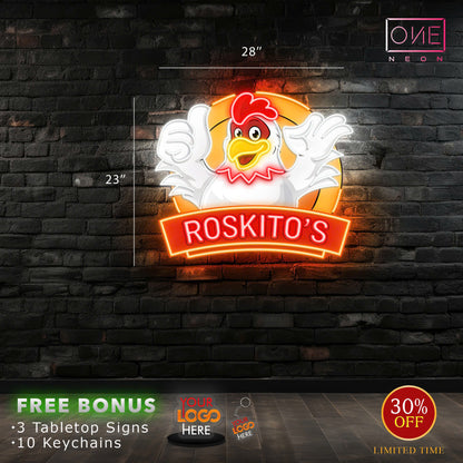 EXTRA ROSKITO'S  Custom Smile Chicken Artwork  | LED Neon Sign